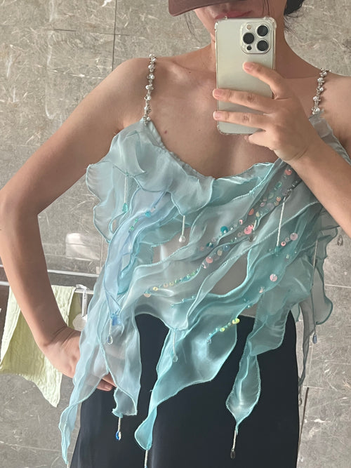 Handmade bead sleeveless camisole top customization