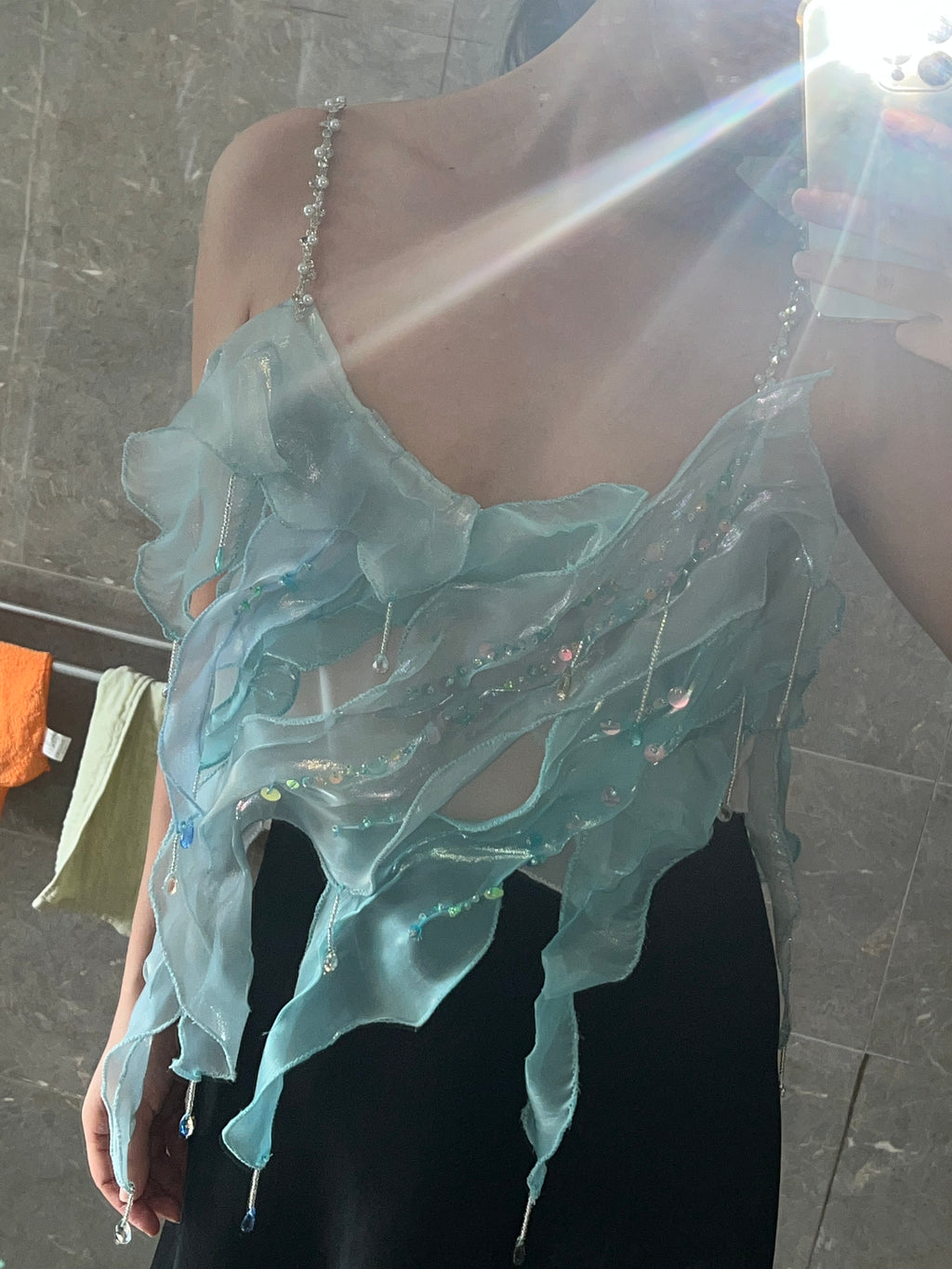 Handmade bead sleeveless camisole top customization