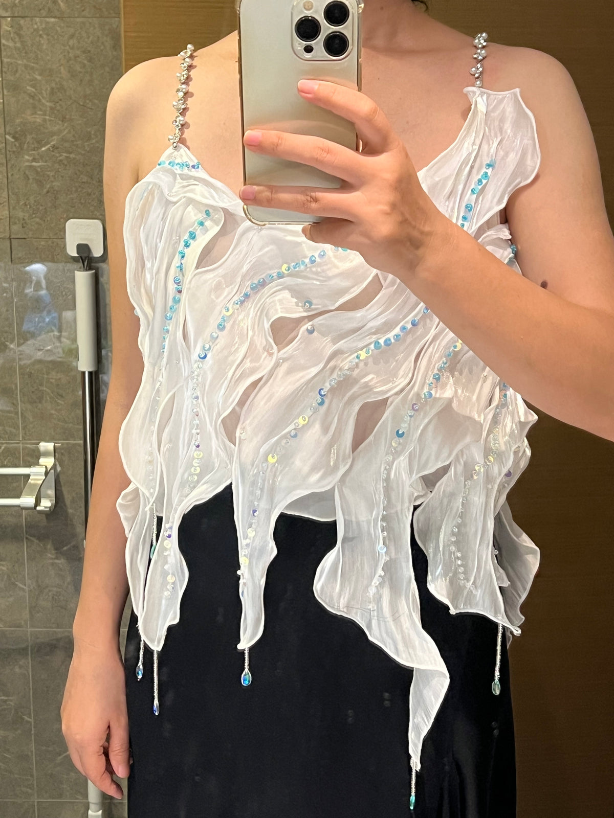 Handmade bead sleeveless camisole top customization